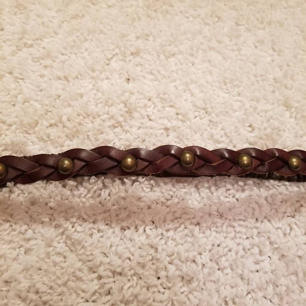 Leather Braided Belt with Studs & Stretch S